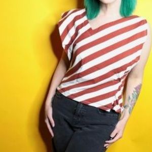 Anthropologie Asymmetrical Stripped Tshirt